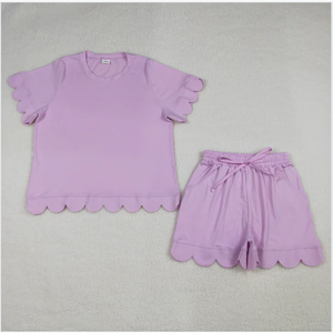 Conjunto de Shorts para Mujer Adulta GSSO3201, Color Lila Claro, Borde Festoneado - Product Image 6