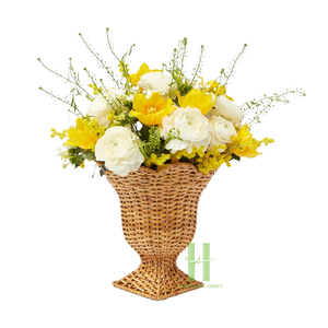 Ensemble de 3 Vase de table moderne pour décoration Vases de sol en rotin faits à la main Vase urne en rotin Pot de fleur en rotin Conception et emballage OEM - Product Image 6