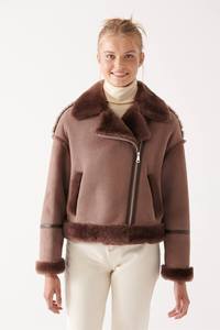 Chaqueta de piel auténtica recortada de color personalizado popular de primavera, cuello en V, venta al por mayor, moda para mujer - Product Image 5