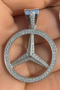 Hip Hop Mercedes Auto Logos Iced Out Acier Inoxydable Bijoux De Mode Pendentif Colliers Or 18K - Product Image 3