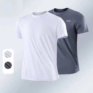Nueva camiseta de seda helada de color sólido para hombre, Camiseta deportiva informal para hombre, camiseta negra de secado rápido para correr en gimnasio para hombre, deportes de Fitness - Product Image 2