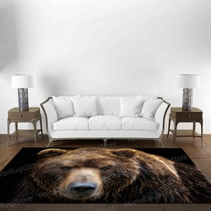 Alfombra con Estampado de Animales Salvajes - Diseño de Oso Pardo para Decoración de Oficina, con Pelo Suave - Product Image 2