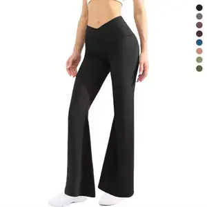 Custom Logo High Waist Casual Yoga Wear Women Bell Bottom V Cut Flare Leggings Yoga Pant Made By AIROFIN INDUSTRY