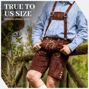 Nouveau 2025 personnalisé hommes véritable peau de vache daim cuir Lederhosen court allemand bavarois Oktoberfest Lederhosen court - Product Image 5