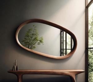 Decorative Handcrafted Glass Art Deco <b>Round</b> Lightweight Eco-Friendly <b>Wall</b> <b>Mirror</b> for Home Hotel and Bathroom Use - Product Image 1