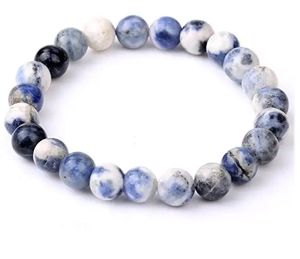 Bracelet élastique en perles de pierres précieuses naturelles avec breloques en alliage