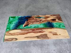 Living Room Luxury Handcrafted <b>Epoxy</b> <b>Resin</b> Rectangle Modern Waterproof Dining <b>Table</b> Acacia Wood <b>Top</b> Customizable Color Size - Product Image 4