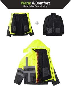 Chaqueta de alta visibilidad para hombres, impermeable de seguridad con Forro térmico extraíble Equipo de lluvia de alta visibilidad - Product Image 4