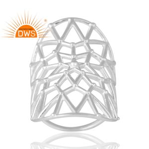 แหวนค็อกเทลเงินสเตอร์ลิงดีไซน์พื้นผิวเครื่องประดับที่กำหนดเองสำหรับผู้หญิงของขวัญสำหรับผู้หญิงสำหรับเธอ - Product Image 1