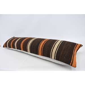 Almohada de lana de retazos Kilim marrón patrón de planta Floral Vintage de lujo 12x48 pulgadas tejido para sala de estar cocina 18x18 para uso en sofá - Product Image 5