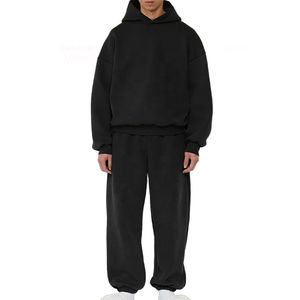 Conjunto Deportivo Informal para Hombre, Sudadera con Capucha Lisa de Color Sólido y Pantalones Deportivos de Felpa Cálida, Fabricante Mayorista - Product Image 5