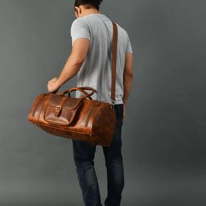 Handmade Custom Logo Genuine Leather Duffle <b>Bag</b> for <b>Men</b> Wholesale Carry Overnight <b>Weekend</b> Sports Gym Travel <b>Bag</b> - Product Image 2