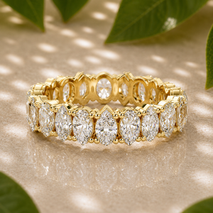 Bague de mariage en or jaune 14 carats avec diamants de laboratoire taille poire, alliance éternelle complète, vente en gros, fabricant et fournisseur de bijoux - Product Image 1