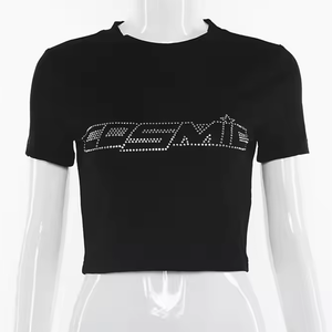 Camisetas casuales recortadas para mujer Moda diaria en colores lisos para uso diario - Product Image 1