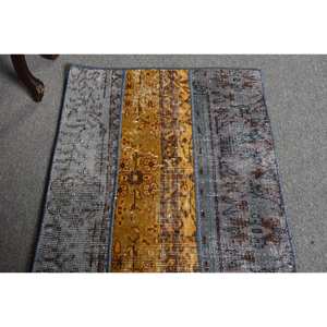 Tapis Turc Vintage Moderne 180X310 cm Jaune Gris Patchwork Design Classique Rectangle en Laine de Grande Surface pour Couloir Latex - Product Image 4