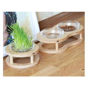 Alimentador inclinado para mascotas de madera natural, botella de tazón de cerámica de 5L, diseño de bambú ecológico, estación de alimentación para perros y gatos, fábrica de Vietnam OEM - Product Image 3