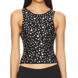 Chaleco Corto Informal Vintage de Punto Impermeable para Mujer, Otoño Invierno 2025, con Pedrería, Spandex/Poliéster, Botones en la Placket - Product Image 1