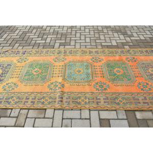 4.1x11.7 ft Rug, Turkish Vintage Runner Rug, <b>Yellow</b> <b>Wool</b> Rug - Product Image 3