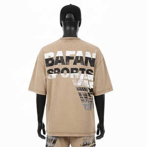 T-shirt pour homme 100% coton, t-shirt en coton délavé à l'acide de qualité supérieure pour homme, tissu jersey durable 240GSM, coupe décontractée, logo imprimé sur écran personnalisé - Product Image 2