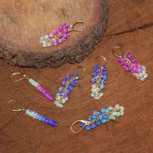 Genuine Blue Opal Beaded <b>Earrings</b> Ethiopian Opal Cluster Handmade <b>Dangle</b> <b>Earrings</b> For Women October Birthstone - Product Image 5