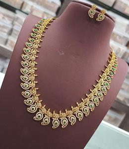 Designer Premium Polish Premium Quality Exclusive Unique Design <b>Gold</b> Plated Necklace <b>Set</b> With <b>Earrings</b> For Wedding Collection - Product Image 3