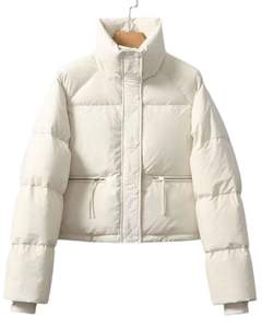 Customized <b>White</b> <b>Puffer</b> <b>Jacket</b> Women Winter Quilted Short Coat High Neck Warm Polyester Padding Fashion Outerwear OEM Custom - Product Image 1