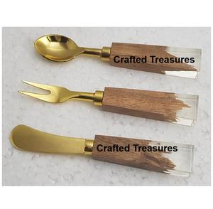 Buen juego de queso de acero inoxidable, juego de cubiertos con mango de madera y resina para ocasiones especiales, uso en fiestas de cumpleaños y bodas - Product Image 1