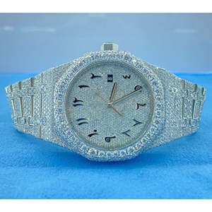 Meilleure vente de haute qualité de laboratoire diamant de coupe ronde montre diamant incolore style Hip Hop montre forme de boîtier rond - Product Image 2