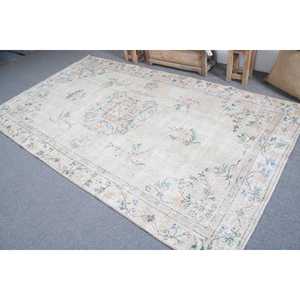 พรมวินเทจขนาด 5.4x9.4 ฟุต ลายต้นไม้และพืชสีขาว พรมขนแกะตุรกี - Product Image 4