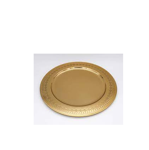 Vente en gros de plaque de présentation en laiton de luxe de 13 pouces décoration de table noire avec poignée en acier mariage Ins Style plat paquet de 10 pièces - Product Image 3