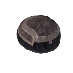 Peluca de Cabello Humano con Encaje Frontal Mono, Cabello Chino Virgen Remy, Parches de Cabello, Lacio Rizado, Ondulado Profundo, 1b+gris - Product Image 6