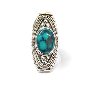 <b>Turquoise</b> Princess Cut Diamond Bezel Setting <b>Ring</b> 12.3 Grams Rose Gold & Rhodium Plated Adjustable Stylish Trendy Perfect Gift - Product Image 1