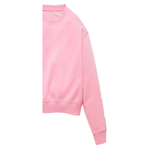 Sudadera Ecológica para Mujer, Invierno, Color Sólido, Bordada, Transpirable, Cuello Redondo, 340g, Rosa, Resistente al Viento, Poliéster/Algodón en la Parte Delantera - Product Image 5