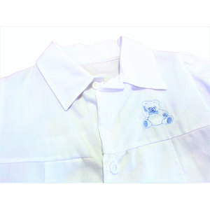 <b>Children's</b> School <b>Apron</b> with Bear Embroidery White for Girls - Product Image 2