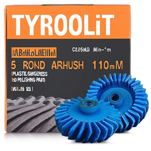 TYROLIT PREMIUM 12000 Min- 5 Brosse ronde Sunburst 115 mm avec filetage M14 Épaisseur du fil 1,25 mm Plastique Grain 80 Tampons de polissage VPE 5 - Product Image 3