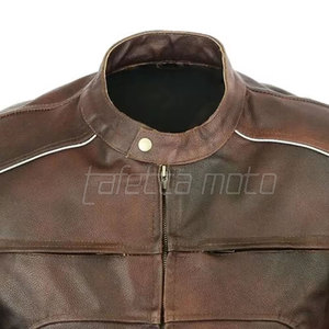 แจ็คเก็ตมอเตอร์ไซค์ผู้ชายทรงสลิมฟิต แบรนด์ส่วนตัว ขายดีที่สุด แจ็คเก็ตมอเตอร์ไซค์หนังแท้ 100% สำหรับผู้ชาย - Product Image 4