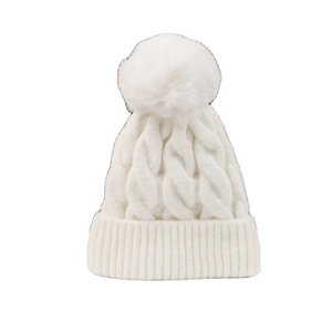 Color sólido Otoño Invierno niña tejer gorro Jersey esquí Gorro con pompón estilo Hip Hop playa aplicable - Product Image 3