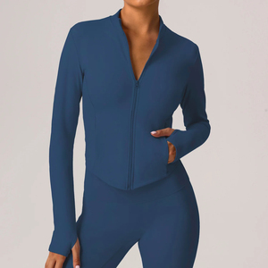 Wholesale Fitness Clothing Full Zipper Fleece Sports <b>Jackets</b> Women Custom logo Fitness Gym <b>Yoga</b> <b>Jacket</b> Women - Product Image 2