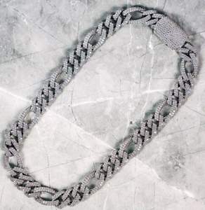 Cadena Cubana Hip Hop para Hombre de Oro Blanco de 14K y Plata de Ley 925, 16mm 22 pulgadas, con Colgante de Moissanita VVS1, para Fiesta - Product Image 1