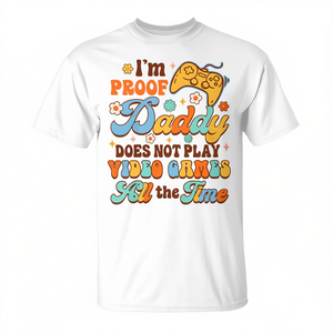 T-Shirt per Papà Appassionato di Videogiochi - Sfida la Leggenda del Papà che Non Gioca ai Videogiochi - Promozionale per Bambini e Genitori - Product Image 2
