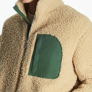 Veste en polaire sherpa pour homme, laine d'agneau, col montant, fermeture éclair, sweat-shirt à fermeture éclair tendance OEM pour l'hiver - Product Image 3