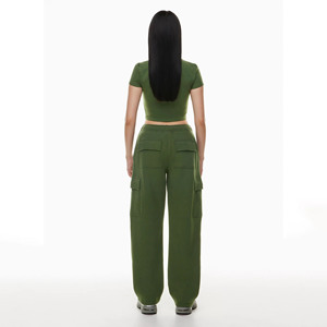 Hot Popular 2024 nuevos pantalones Cargo de color sólido liso de algodón con bolsillos laterales al por mayor para damas - Product Image 2