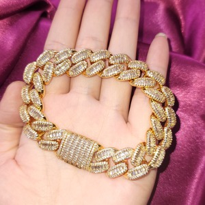 RB Gems Custom 14kt Gold Diamond Bracelet VVS Moissanite Baguette Yellow Hip Hop Style Cuban Chain Fine Charm Jewelry - Product Image 5