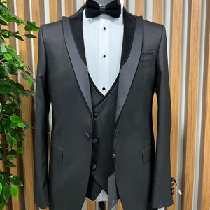 Wholesale Cheap Hot Sale Custom Made <b>Viscose</b> And <b>Polyester</b> <b>Fabric</b> Men Elite Suit Wedding Groom's & Business Suit For Men - Product Image 1