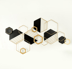 ผนังโลหะสี่เหลี่ยมสีทองที่มีใบไม้ขนาดใหญ่แขวนผนังสำหรับสำนักงานบ้านห้องนอนของตกแต่งห้องพักแขก - Product Image 2