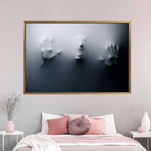 ภาพพิมพ์บนผ้าใบสีเทา: ศิลปะภาพชายกรีดร้องสไตล์โมเดิร์นสำหรับตกแต่งสำนักงาน,1P:กรอบสีทอง - Product Image 1