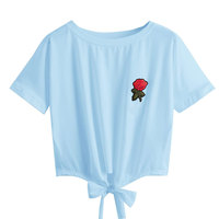 T-shirt court ajusté pour femme en coton respirant, impression numérique de logo personnalisé, haute qualité, vente en gros