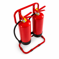 Support de sol pour extincteur en métal rouge - Support d'extincteur portable robuste KHi KH-FES01 avec coins renforcés
