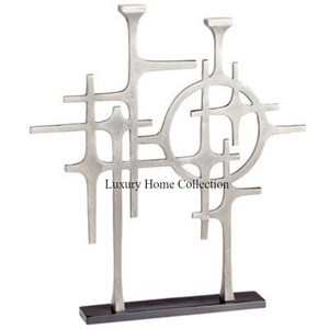 Fantaisie Vente Chaude Visage Designer En Aluminium Moulé Plaqué Or Avec Sculpture De Base Rectangulaire En Marbre Blanc Et Objets De L'Inde - Product Image 4