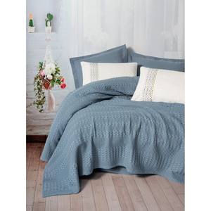 Ensemble de housse de couette en coton Aura double piqué Pebble Indigo - Product Image 1